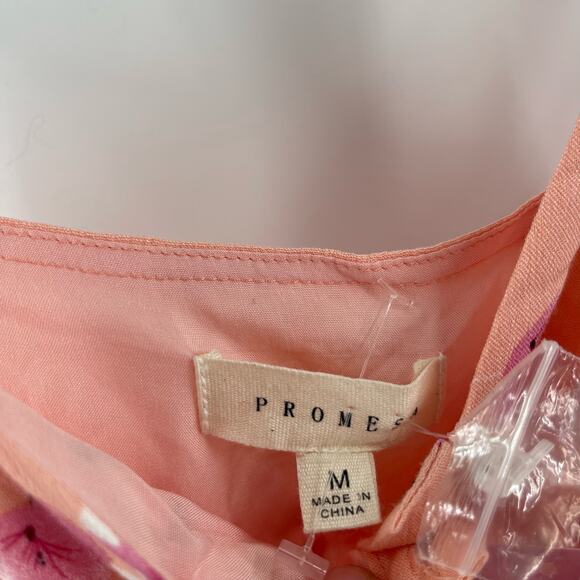 PROMESA Dress Size Medium NWT Floral Peach Button Down Tie Mini Boutique - Picture 4 of 16